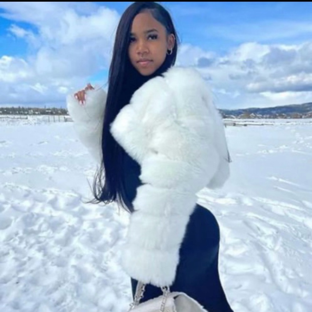 Elegant White Faux Fur Jacket
